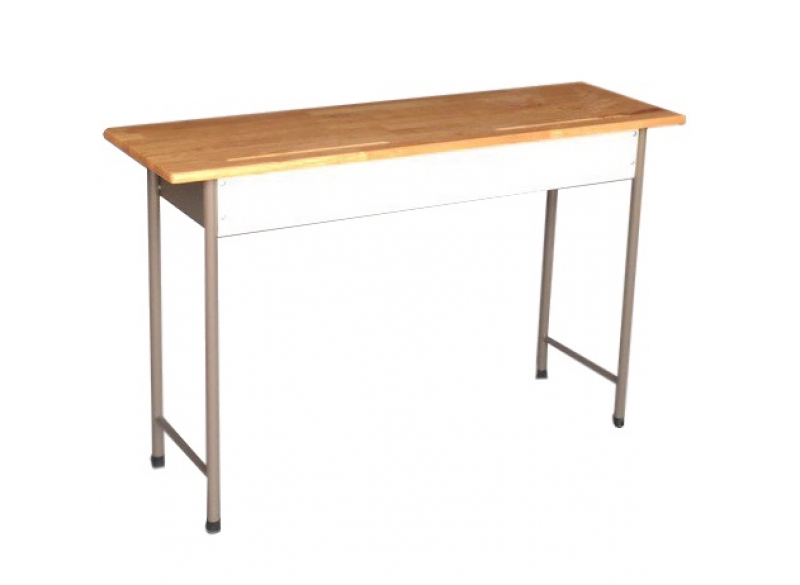 Bàn HS 2 chỗ mặt gỗ ghép, chân sắt tròn